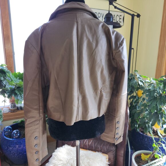 25094/95/96 NWOT White Birch Black Label Faux/Vegan Leather Crop Jacket Brown - Picture 4 of 15